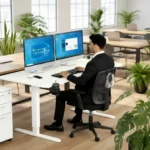 55"x24 Inch Height Adjustable Standing Desk,Office Desk,Computer Desk with Cable Management Tray, for Home & Office