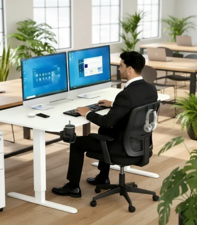 55"x24 Inch Height Adjustable Standing Desk,Office Desk,Computer Desk with Cable Management Tray, for Home & Office