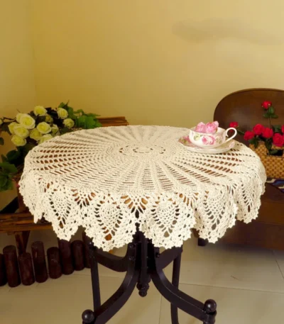 Cotton Lace Cup Mat Placemat 70/ 80/90 CM RD Shabby Chic 3 Sizes Vintage Crocheted Tablecloth Handmade Crochet Coasters