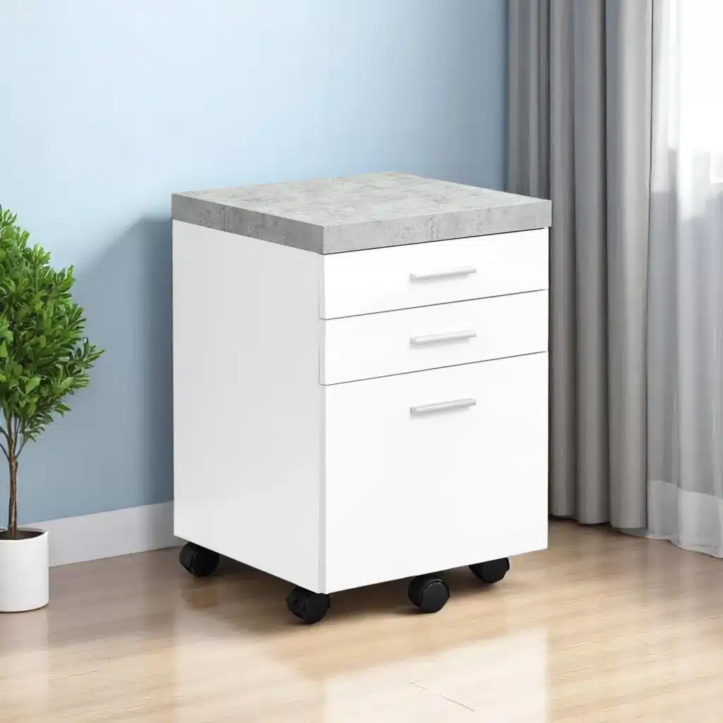 HMS 25" Gray Particle Board Filing Cabinet Drawers Modern Design Iron Metal Storage Cabinet Adjustable WorkShop File Cabinet