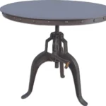 36 inch industrial gray round dining table with adjustable crank base