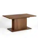 HMS 63 Inch Brown Wood Self-Storing Leaf Extendable Dining Table with Pedestal Base – side view