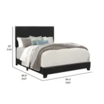 Goldoma Shirin queen upholstered bed with chenille headboard and nailhead trim in black finish
