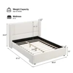 Goldoma modern adjustable queen upholstered bed with tall headboard in white fabric