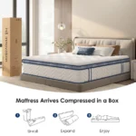 Queen pocket spring mattress with foam – 12 inch thick medium firm mattress