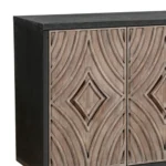HMS 60" Charcoal and Brown Distressed Wood Sideboard with Four Doors Elegant Furniture Piece - Image 6