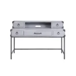 HMS 54" Gray Solid Wood Writing Desk with Five Drawers Portable and Adjustable Computer Table for Office Use – side view