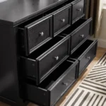 Goldoma 7 drawer dresser black MDF modern chest with spacious storage