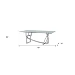Goldoma 79" Clear Glass Dining Table with Silver Stainless Steel Base – top view