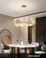 Nordic Chandelier Art Hanging living Room Chandelier Modern Restaurant Kitchen Firefly Lamp Rose Gold/Black Branch Round