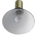 Side view of the conical pendant light highlighting its layered crystal design and matte black metal canopy.