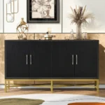 Metal and Crossed Leg Design Four Door Cabinet FCJ Sideboard
