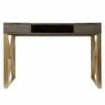 HMS 45 Modern Office Desk with Two Drawers Gray and Gold Melamine Steel Writing Desk Furniture – side view