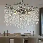 Modern Crystal Chandelier, Round Tree Branches Chandelier 8-Light Chandelier for Living Room Bedroom Bathroom Kitchen Foyer