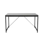 HMS 47" Black Wood and Stainless Steel Computer Desk with Stylish Design – close-up detail