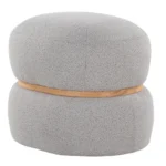Goldoma fabric ottoman footstool in modern living room, soft fabric and wood frame