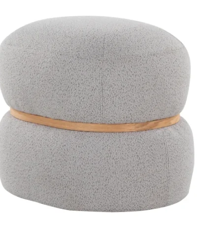 Goldoma fabric ottoman footstool in modern living room, soft fabric and wood frame
