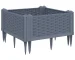Blue grey polypropylene medium garden planter with flowers on patio
