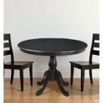 42-inch round pedestal dining table in black wood finish by Goldoma