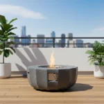 Enjoy 40000BTU Petal-Shaped Propane Gas Fire Bowl MGO Material Eco-Friendly Freestanding Indoor/Outdoor Fire Pit Table Patio