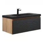 Overhead shot of the 36-inch single sink vanity cabinet, showcasing the countertop space and sink layout.