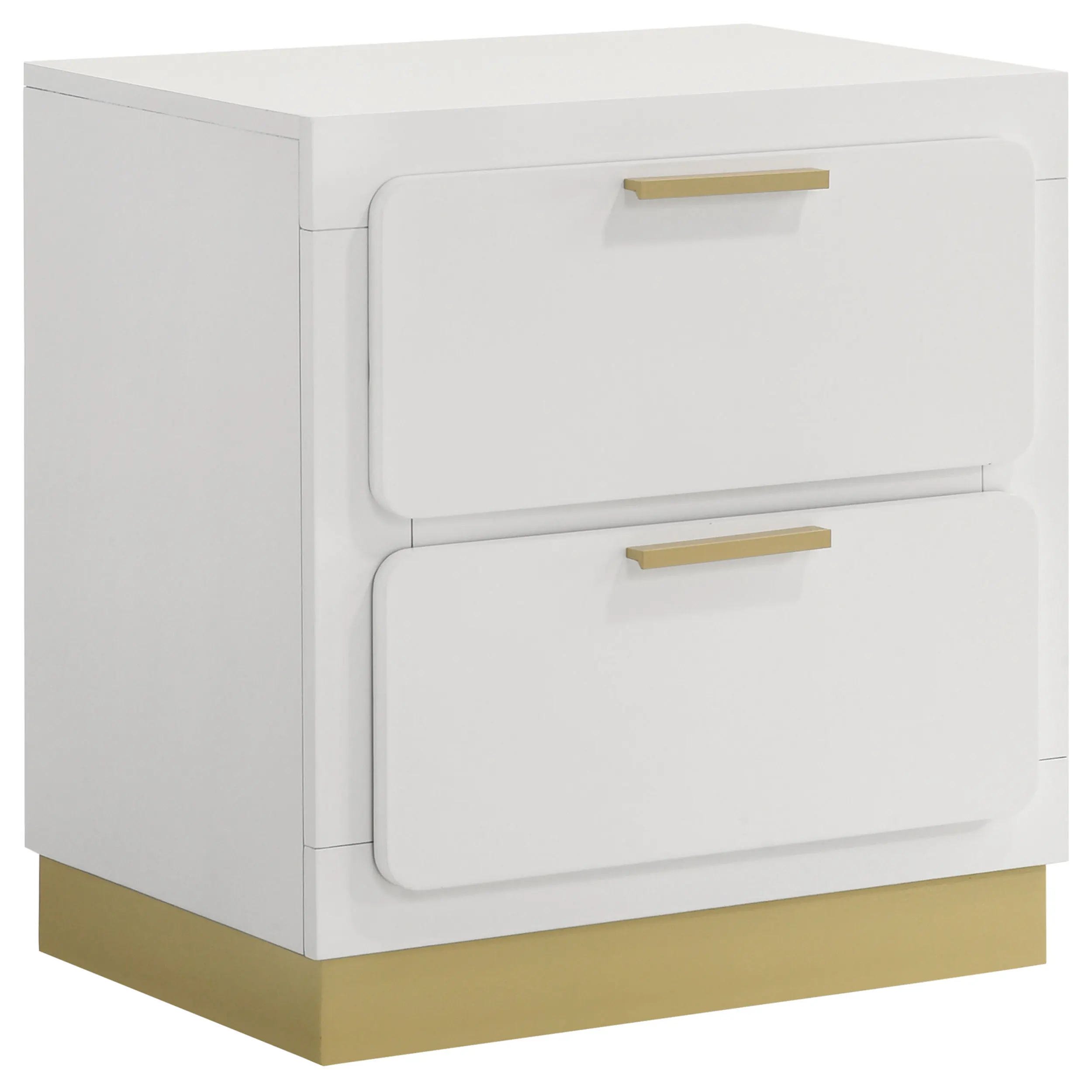 Sophia White 2-Drawer Nightstand with Gold Accents