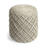 Goldoma 16 inch ivory cylinder pouf ottoman as contemporary seating in living room