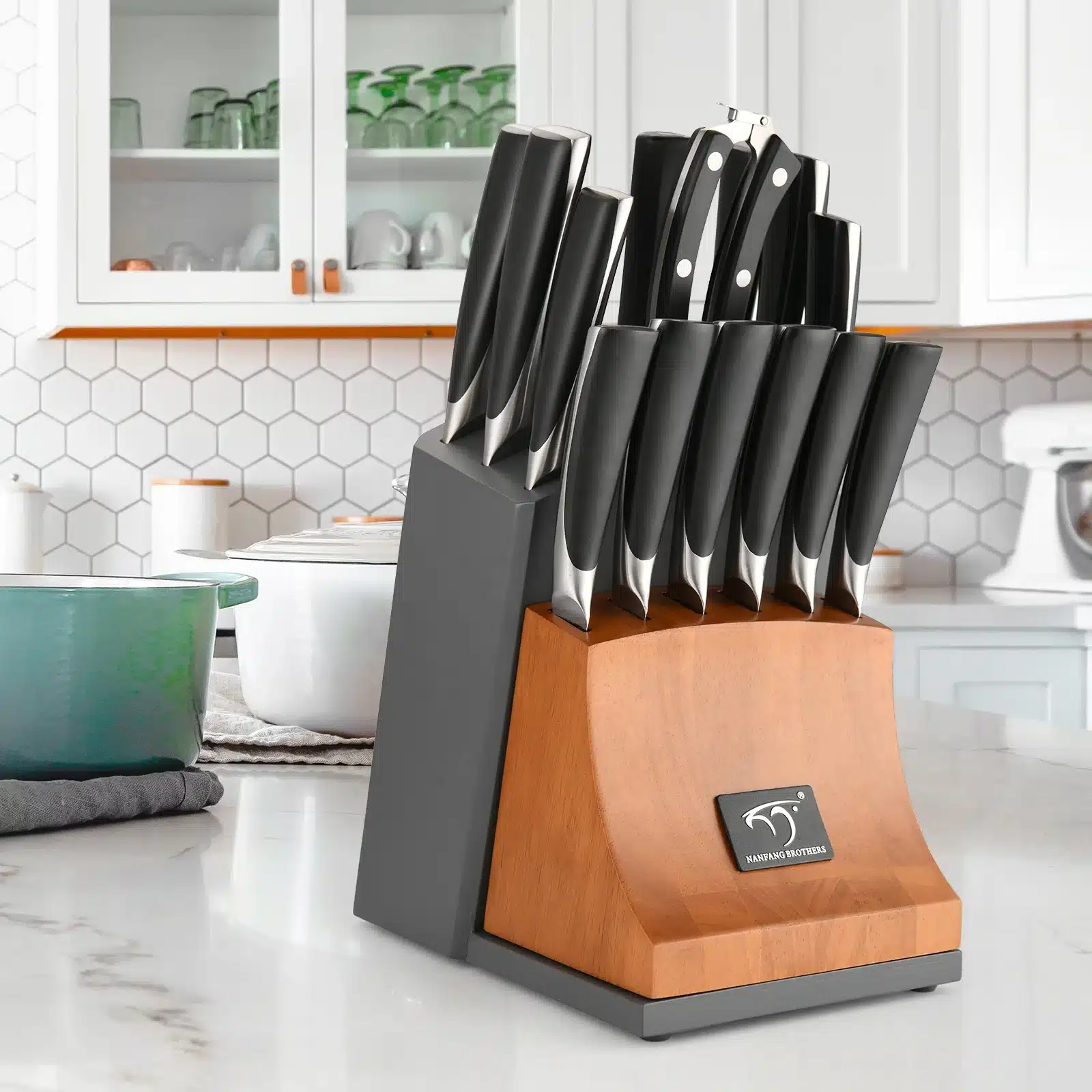 15 Pieces Knife Set Damascus Steel Professional Chef Kitchen Knife Set with Wooden Block