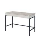 HMS 42" Solid Wood Computer Table Natural Black Writing Desk with Two Drawers Foldable Adjustable for Living Room Metal Frame