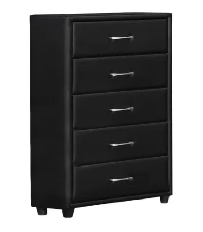 Modern 1-drawer dresser with black glass top and silver bar pulls - Goldoma