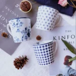 British ceramic Roland simple elegant romantic Mug European coffee tea cup office water cup underglaze color – side view