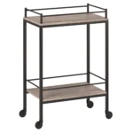 HMS Gray and Black Steel Rolling Bar Cabinet Elegant and Durable Bar Cart - Image 3