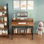 YQ FOREVER Home Office Furniture Studio Computer Desks Shelf Desk Storage Office Writing Desk – top view
