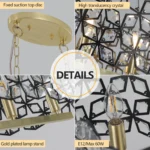 Modern crystal chandelier dining room with butterfly pattern and adjustable hanging height