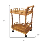 HMS 24" Modern Oak Wood Rolling Bar Cart with Wine Storage Metal Steel Trolley for Dining Living Room Kitchen Hotel Restaurant - Image 6