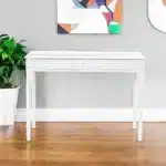 HMS Luxury White Solid Wood 43" Writing Desk with Two Drawers for Office Bedroom or CEO Office Certified Computer Table
