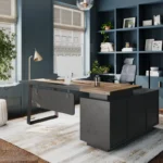 Modern Luxury Executive Desk with File Storage Cabinet L-Shaped Manager Office Furniture Durable and Easy-to-Assemble – side