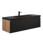 Fast Shipping US Stock 48 Inch Luxury Black Floating Bathroom Vanity Cabinet Single Sink Combo Set for Commercial Wholesaler