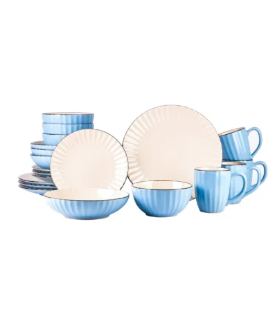 September Promotion 20 Pc Stoneware Embossed Dinner Set High-End Household Ceramic Sets Premium Emboss Dinnerware Sets for 4