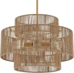 Boho Hand Woven Rattan Chandelier, UL listed Large Pendant Light for Kitchen Island Dining Room Living Room