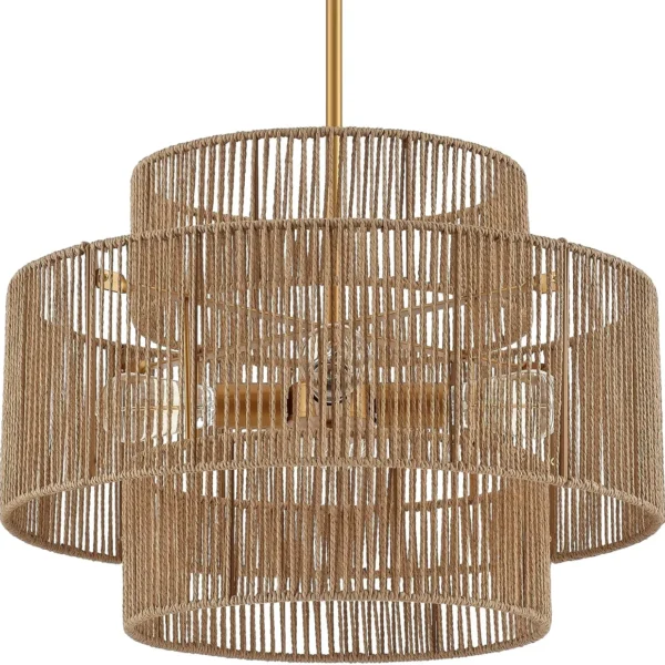 Boho Hand Woven Rattan Chandelier, UL listed Large Pendant Light for Kitchen Island Dining Room Living Room