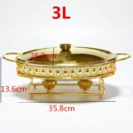 Stainless Steel Glass Serving Dish hot pot small chafing dish Food Warmer Buffet Luxury Golden Oval Hotel Wedding Chafing Dish - Image 15