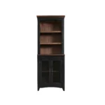 HMS 72" Solid Oak Dining Hutch Brown Black Distressed Wood with Two Doors Convertible Modern Style Sideboard for Home Furniture