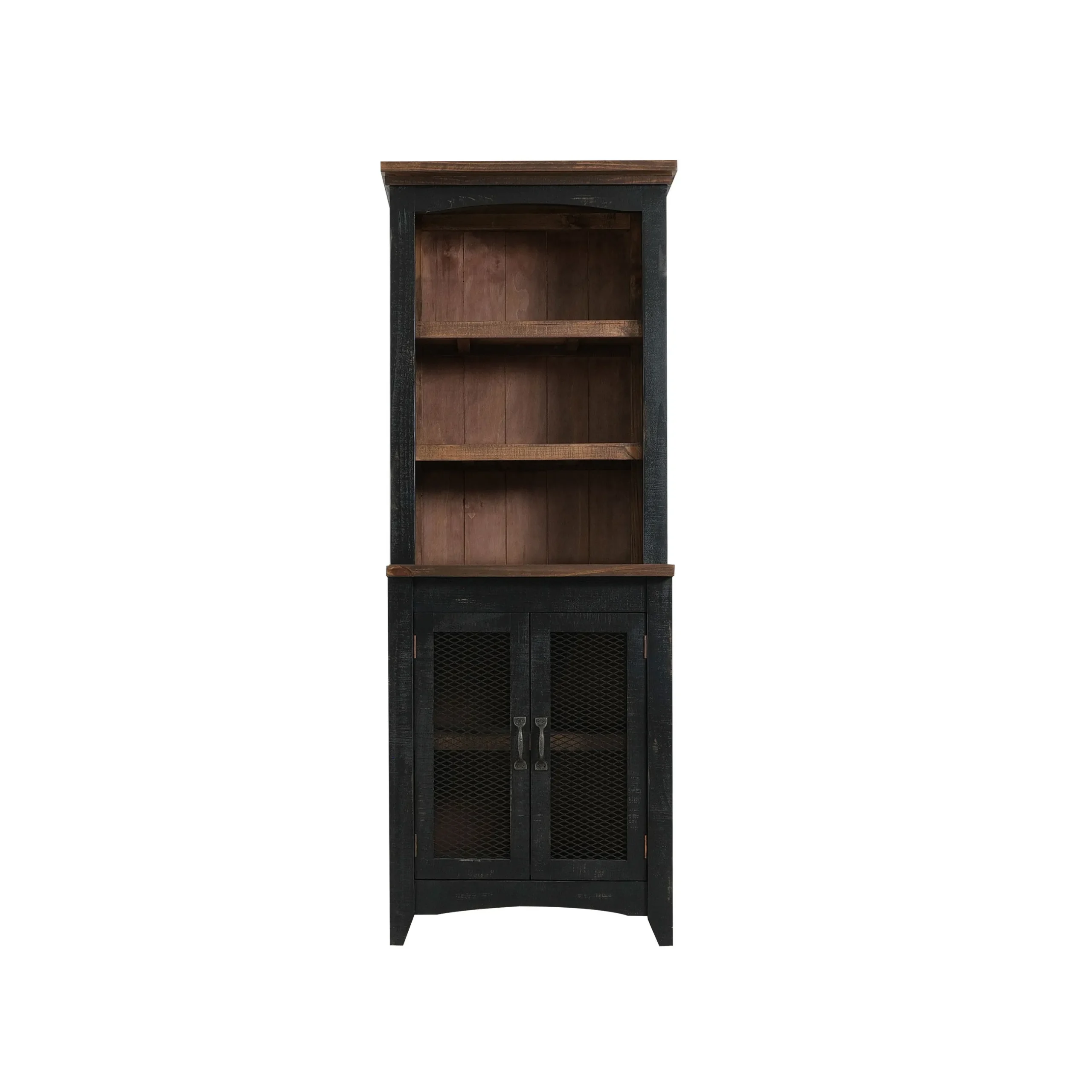 H89ef7e242ec24c93816d8ac1afd6b1afq.webp HMS 72" Solid Oak Dining Hutch Brown Black Distressed Wood with Two Doors Convertible Modern Style Sideboard for Home Furniture - Image 1