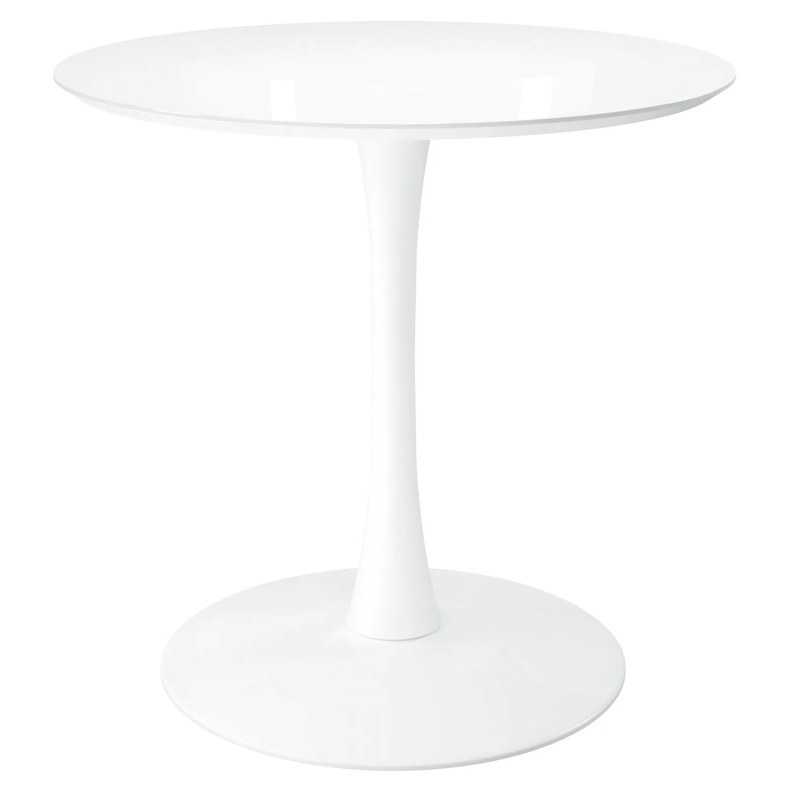 H8a04cb4a6a7345d294b858a1580c784bs.webp White metal round dining table with glossy finish and pedestal base - Goldoma 32 inch compact dining table for two