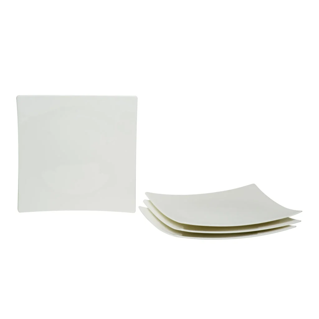 HMS White Square Bone China Six-Piece Set Eco-Friendly Customizable Porcelain Dinner Plate Cup Kit for Home or Hotel Use