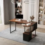 YQ FOREVER Modern Office Table Computer Desk With Bookshelves Metal Office Furniture Study Table Desk - Image 4