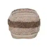 Goldoma 18" Beige Striped Rattan Pouf Ottoman Square Foot Stool – top view