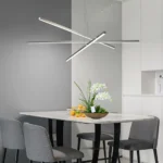 US Stock Free Shipping Dimmable Cross Linear Pendant Light 47.6 Inch Brushed Nickel 30W LED Hanging Fixture for Dining Room