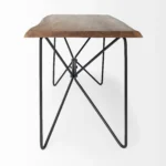 HMS 26" Brown and Black Melamine Wood Writing Desk Luxury Modern Manager Computer Table for Office or Bedroom Use – top view